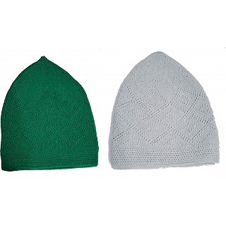 Combo Prayer cap for men- Green and Grey